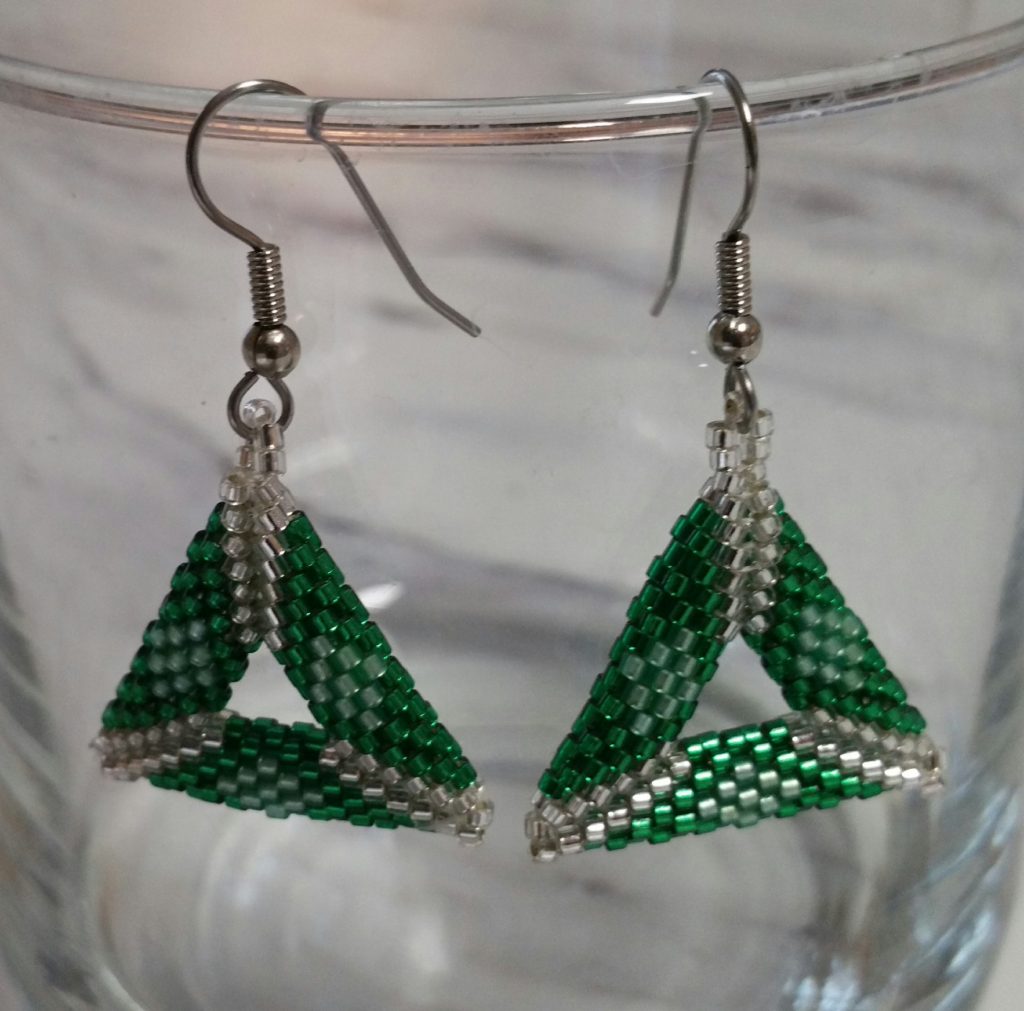 Hand Beaded Triangle Earrings